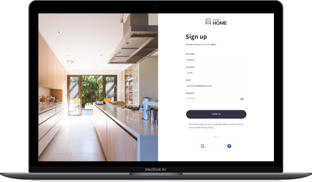 Sign-up flow — desktop