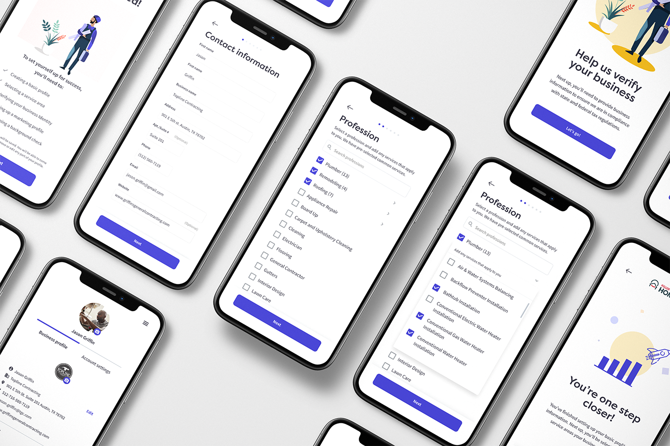 Vendor onboarding mockup